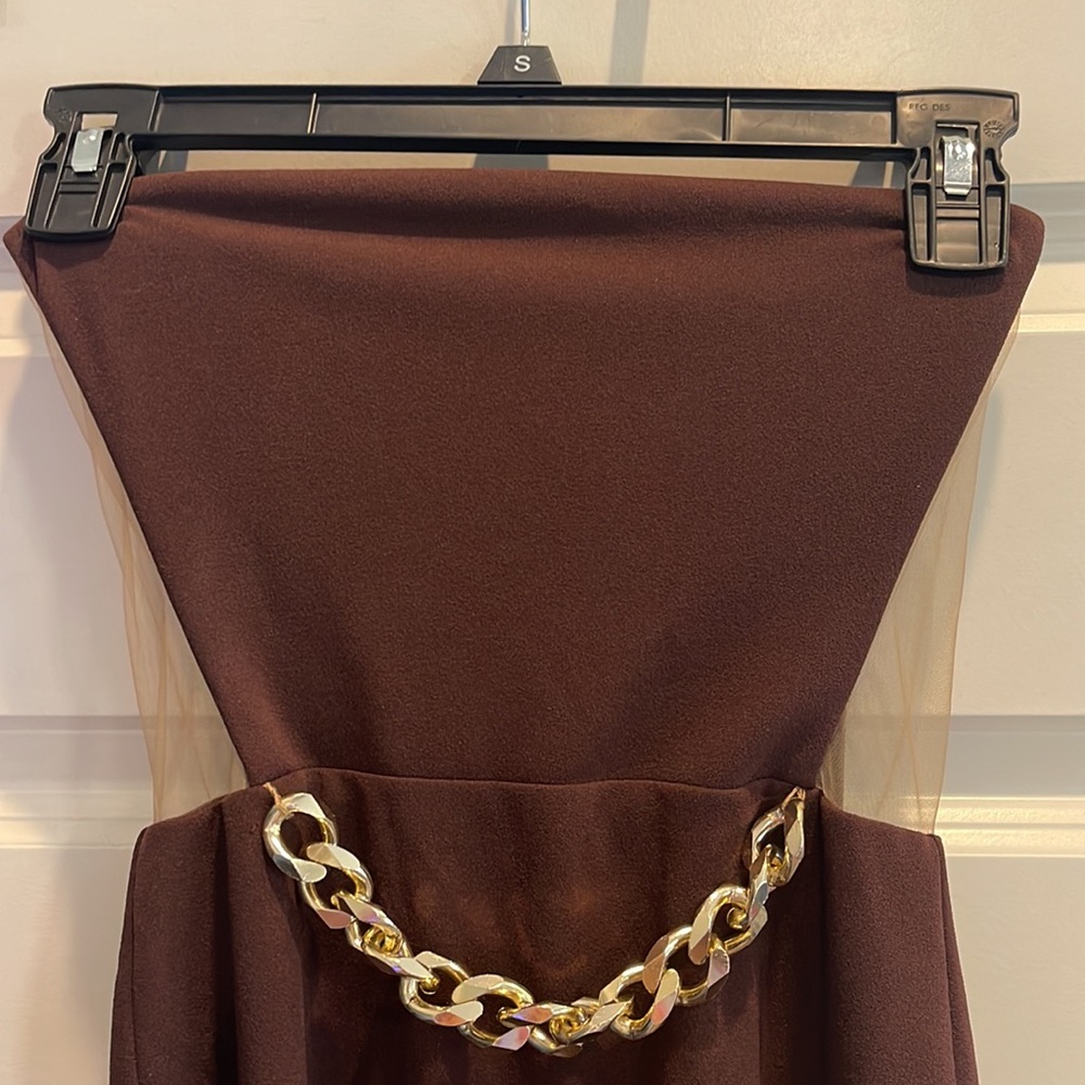 NWT Nookie Scandal Brown Strapless Midi Dress size XS - Picture 6 of 13